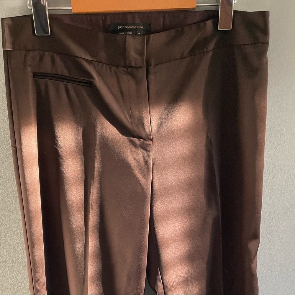 BCBGMaxAzria chocolate brown crop satin pants size 6 - Picture 9 of 11